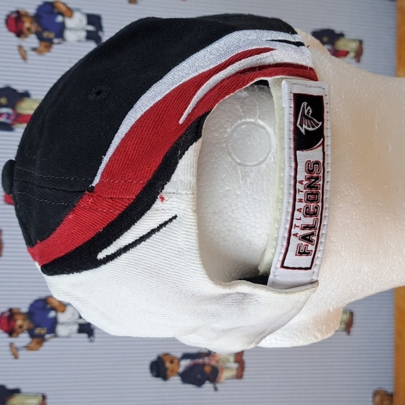 Y2K Atlanta Falcons Reebok stitched logo black & red AOP velcro tab NFL hat - Picture 3 of 10